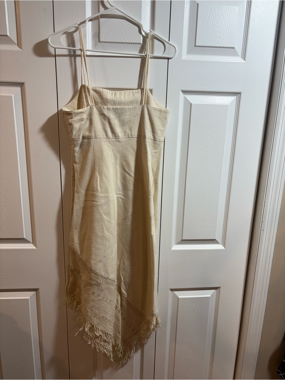 Tejido Rustico Handmade Embroidered Cotton Asymmetrical Fringe Dress Size M Boho - Picture 5 of 6